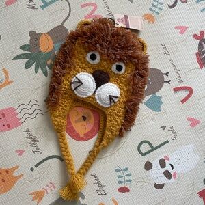 Toddler Kids Lion Knit Earflap Hat - alpaca